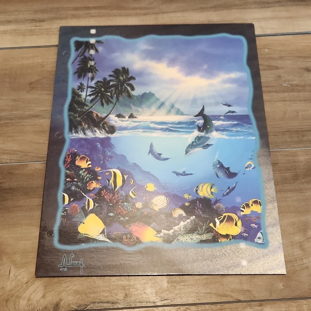 Anthony Casay ocean dolphin scene Stuart Hall folder unpunched from 1997